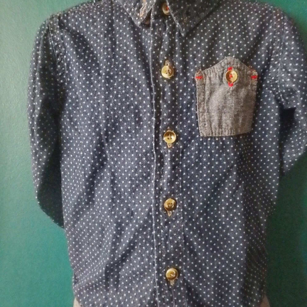 Toddler hip polka dot long sleeve button up